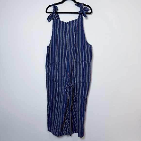 Sundry Stitch Stripe Self Tie Overalls - Picture 4 of 12